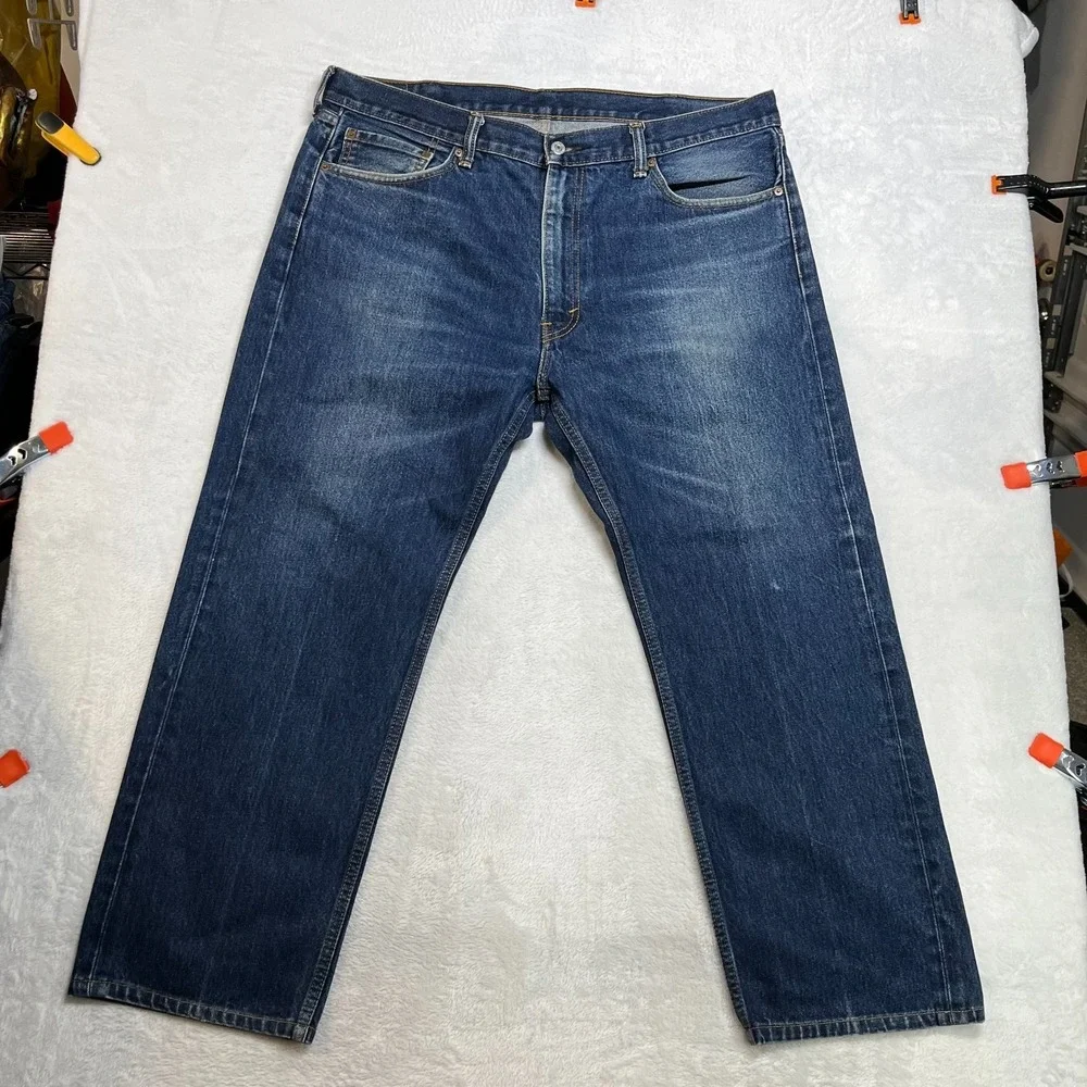 Levi's 505 Jeans Men's Blue Denim High Rise Relaxed Straight Fit Zip Fly - 40x28